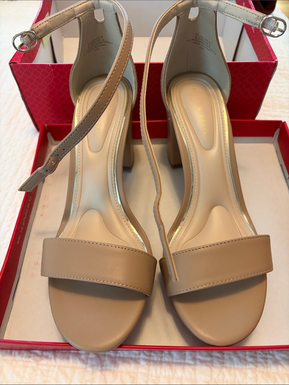 NWT Neutral Beige Ankle-Strap Block Heel Sandals by Kelly & Katie